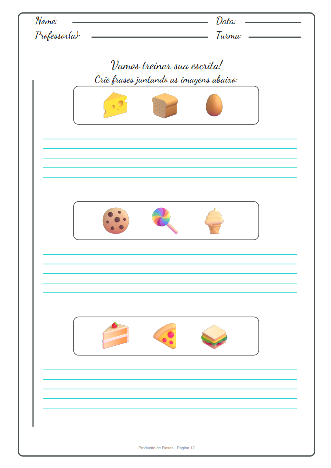 Caderno de produção de frases